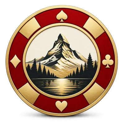 Fiche da casinò con il Cervino e un lago di montagna nel medaglione